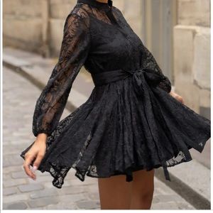 Choklate Paris “Skater” shirt dress. Black, lace, and lined. Size Small